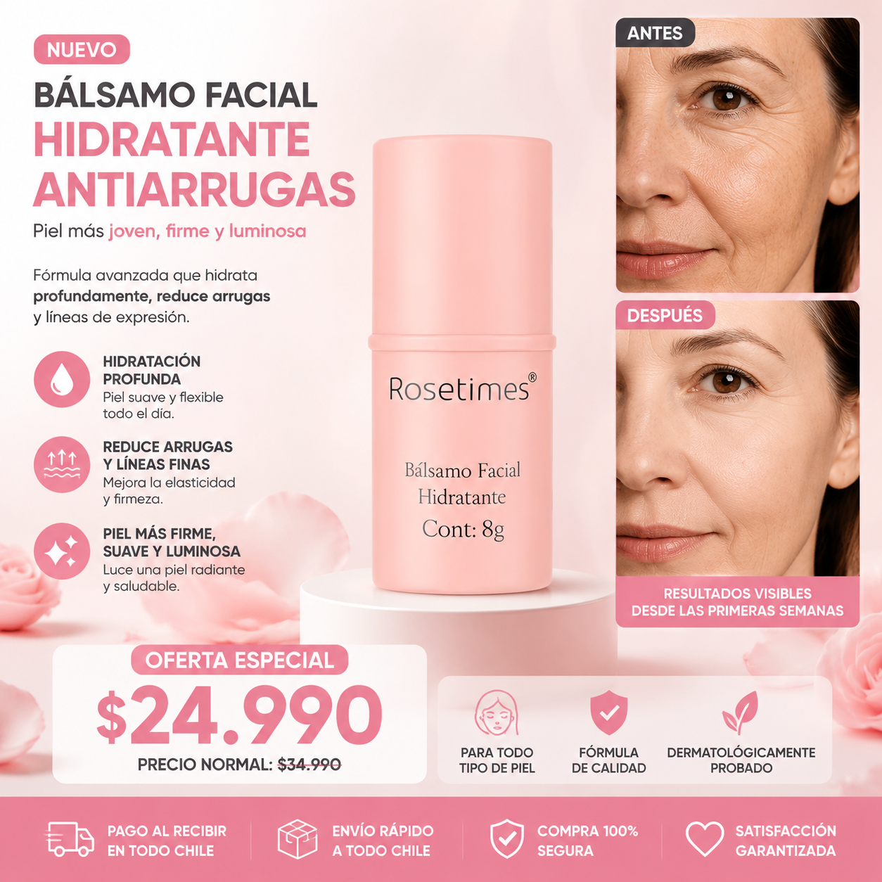 Rosetimes- Bálsamo Facial Hidratante Antiarrugas