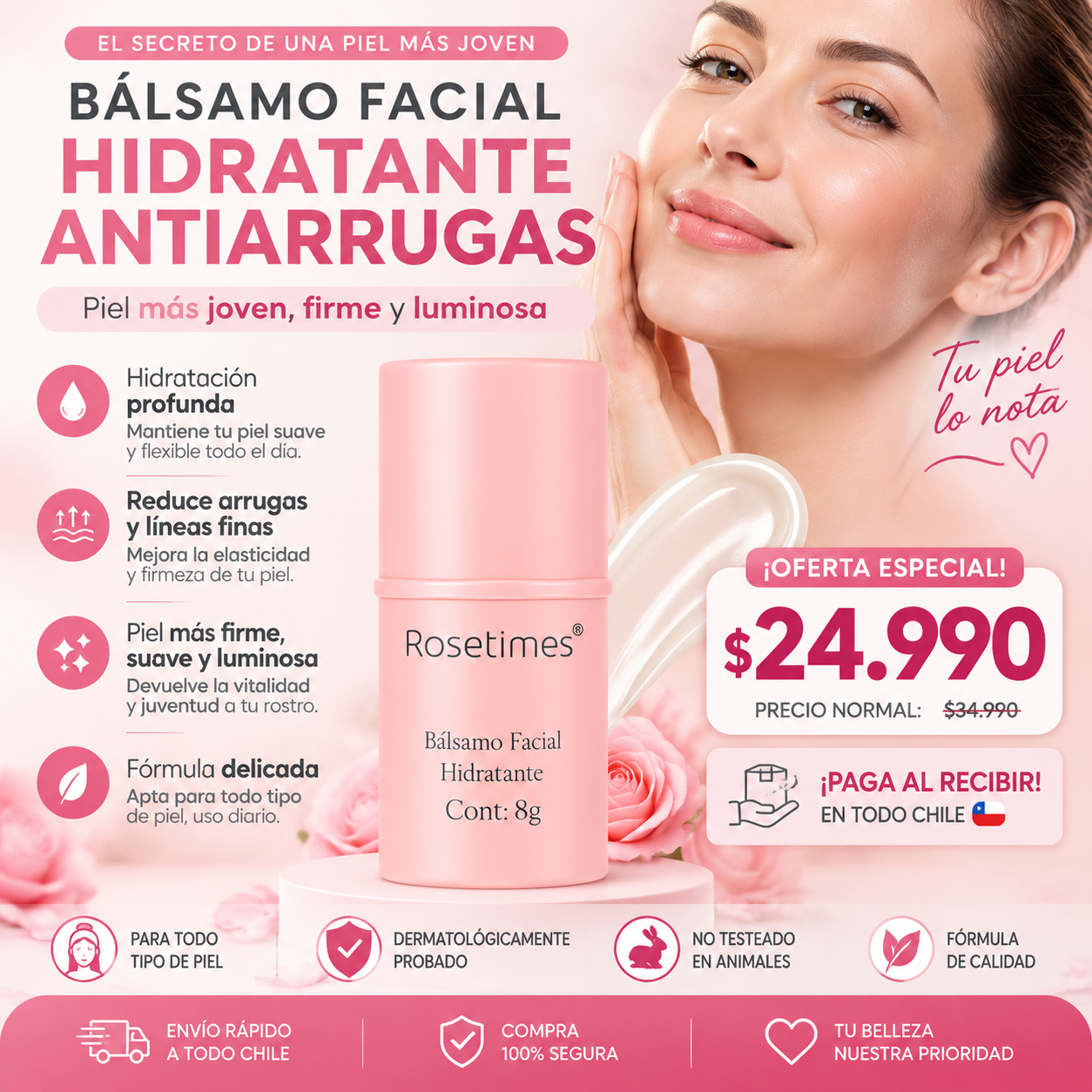 Rosetimes- Bálsamo Facial Hidratante Antiarrugas